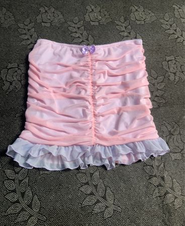 Sugar Thrillz Ruched Mini Skirt with Ruffle Hem