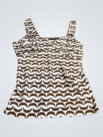 Attention Brown & White Patterned Tank Top