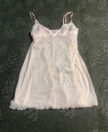 Pink Babydoll Nightgown with Lace Trim
