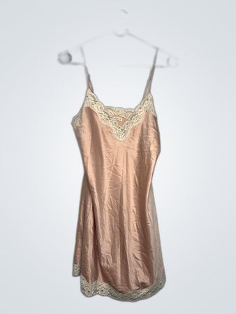Oysho Lace Trim Satin Slip Dress