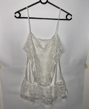 White Lace Trim Satin Cami Top