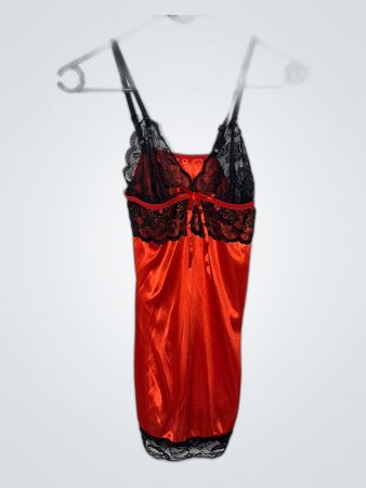 Red Satin Lace Trim Slip