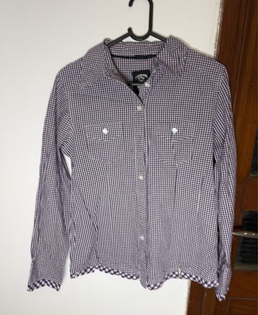 Purple and White Gingham Button-Down Shirt