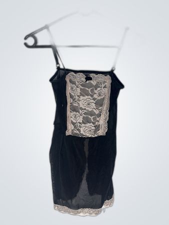 Black Mesh Dress with Lace Details