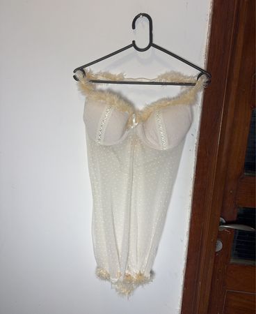 Unbranded White Polka Dot Sheer Babydoll Lingerie