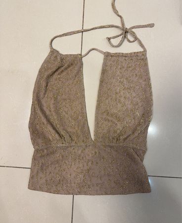 Amisu Gold Sequined Top