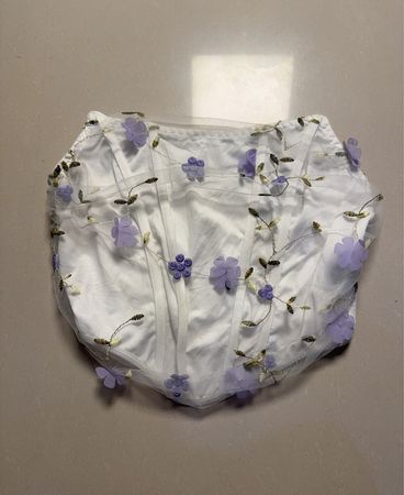 Women's White Underwear with Purple Flowers
