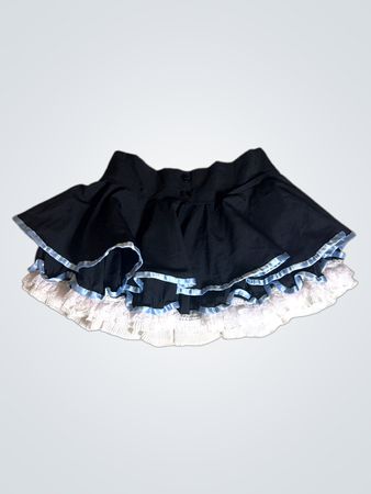 Unbranded Black Flared Mini Skirt with Lace Trim