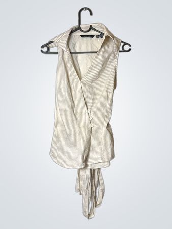Zara Striped Sleeveless Wrap Blouse