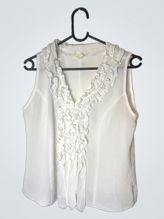 White Ruffled Sleeveless Top