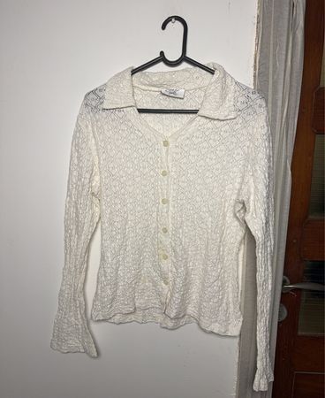 White Lace Collared Shirt