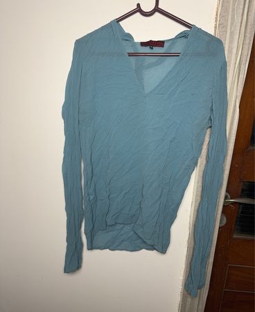 Sonia Rykiel Blue V-Neck Long Sleeve Shirt