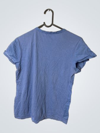 Blue Embroidered V-Neck T-Shirt