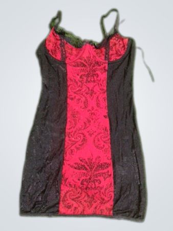 Damen Korsettkleid aus roter und schwarzer Spitze