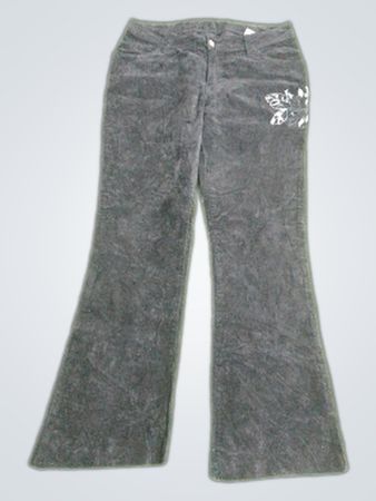 Brody Jeans Schwarze Cordhose mit Schlag und Blumenstickerei