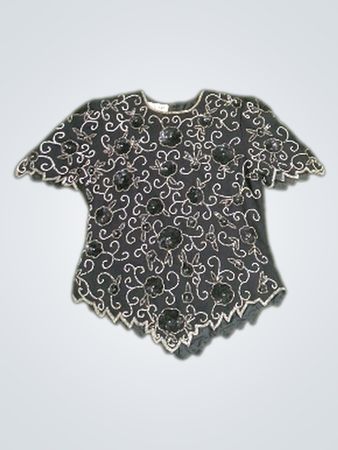 Brilliante By J.A. Beaded Black Top