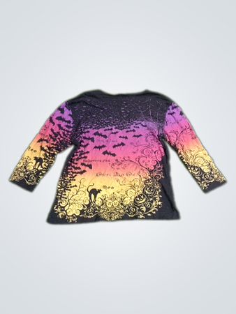 Halloween-Langarmshirt mit Fledermäusen und Katze