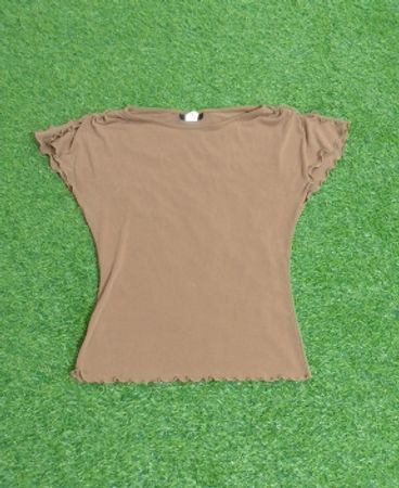 SAUE MIO braunes Rüschen-T-Shirt