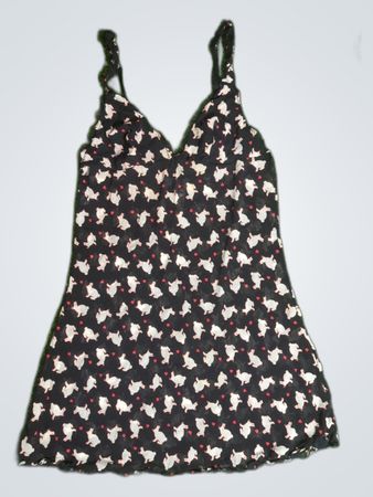 Ann Summers Black Bunny Print Lace Slip Dress