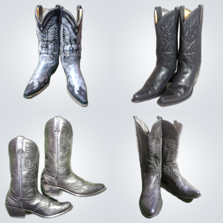 Bottes de cowboy noires argentées