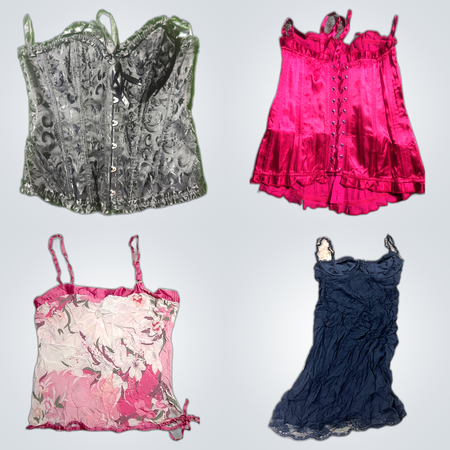 Satiny & Lacy Nightwear Bundle - 16 Piece Mix of Slip Dresses, Camisoles & Corsets from Top Brands