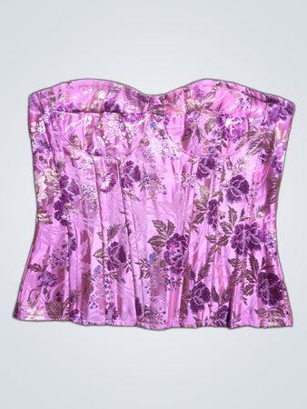 Pink Floral Bustier Top