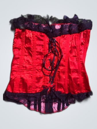 Ann Summers Red Satin Lace-Up Corset