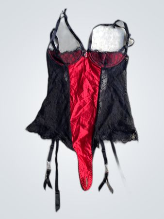 Ann Summers Red and Black Lace Bodysuit