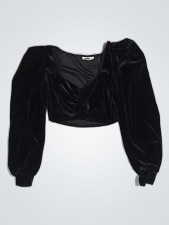 Topshop Black Velvet Off-The-Shoulder Top