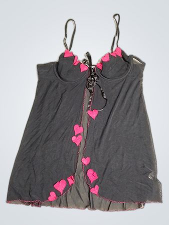 Black Camisole with Pink Hearts