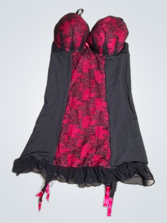 Ann Summers Black and Red Lace Chemise