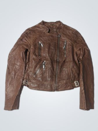 Veste en cuir marron