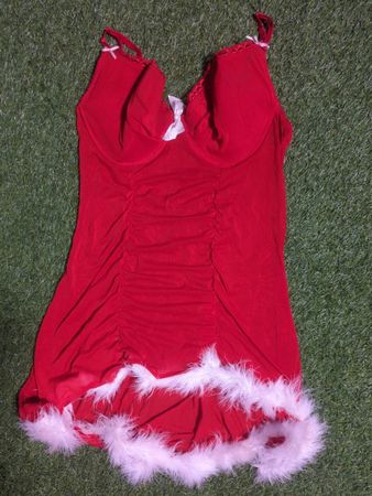 Red Babydoll with White Fur Trim
