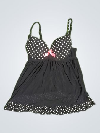 Women's Black Polka Dot Babydoll Nightgown