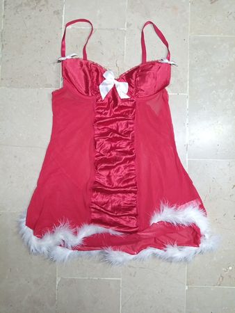 Red Santa Chemise with White Fur Trim