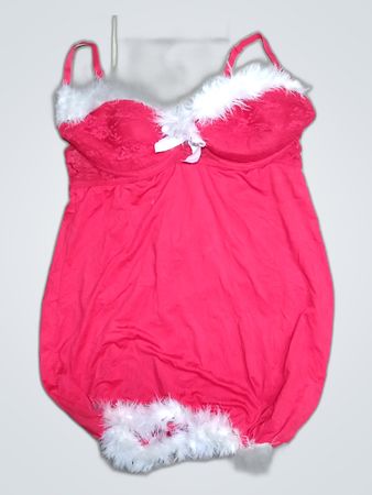 Pink Santa Lingerie Bodysuit with White Fur Trim