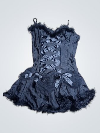 Black Corset with Fur Trim