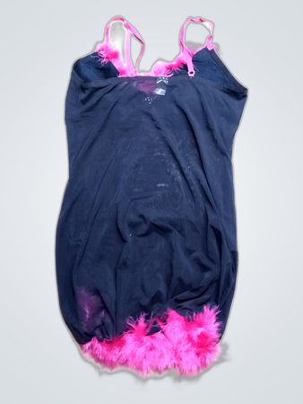 Lingerie Bodysuit with Pink Feathers