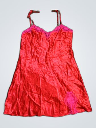 George Red Satin Slip Dress