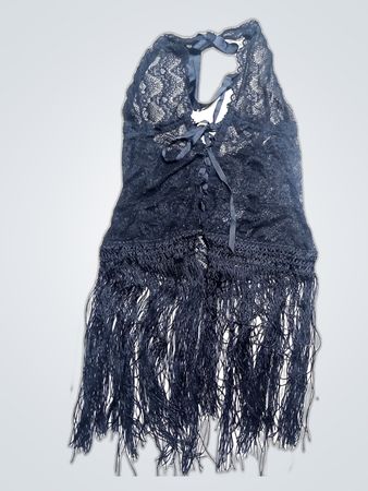 Black Lace Fringe Top