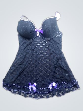 Lace Chemise with Purple Trim