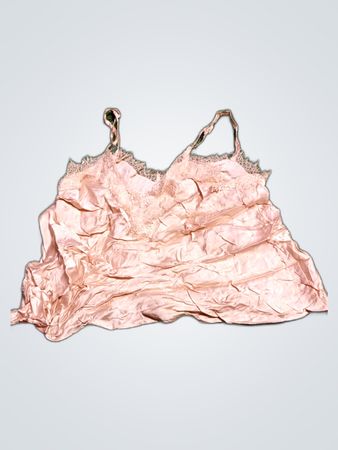 Pink Satin Chemise with Lace Trim