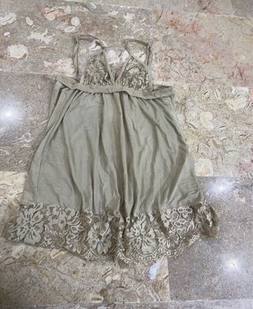 Green Lace Trim Dress