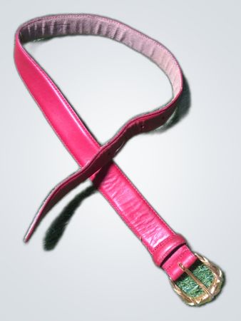 Red Leather Belt with Gold Buckle