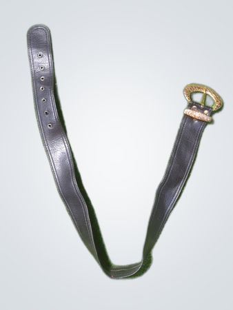 Black Leather Belt with Gold Buckle