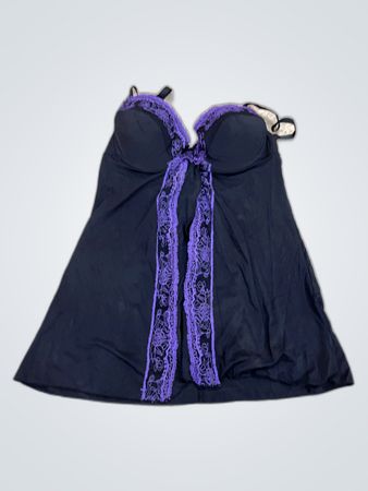 Black Chemise with Purple Lace