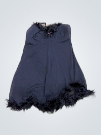 Black Fur-Trimmed Top