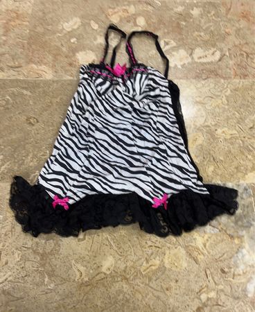 Zebra Print Lace Trim Chemise