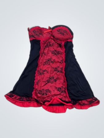 Elegia Red and Black Lace Dress