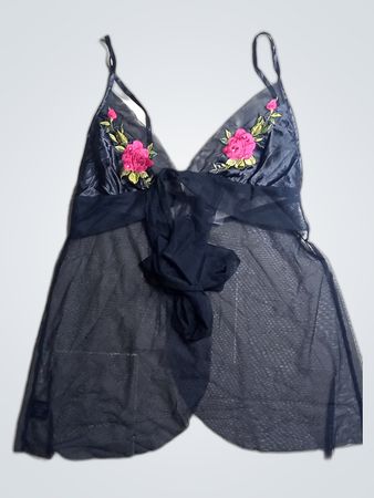 Figgirl Black Embroidered Sheer Camisole